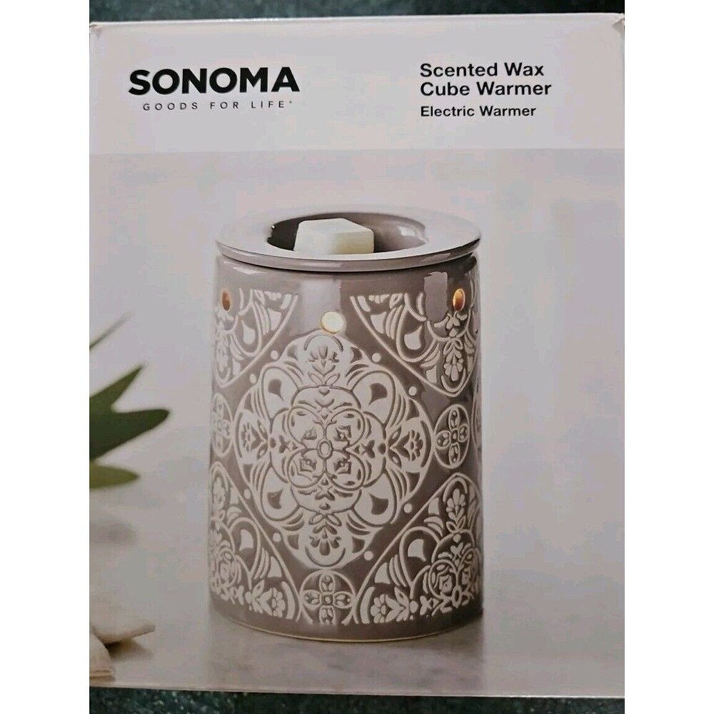 Sonoma Gray Medallion Electric Scented Wax Cube Warmer NEW